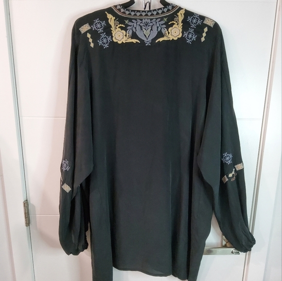 Johnny Was Embroidered Mrunal Long Sleeve Silk Tunic Size XXL - Picture 8 of 15